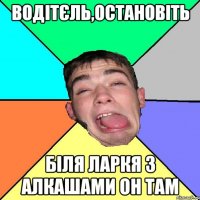 Водітєль,остановіть біля ларкя з алкашами он там