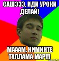 Сашэээ, иди уроки делай! Мааам, ниминте туллама мар!!!