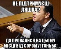 Не підтримуєш Ляшка? Да провалися на цьому місці від сорому! Ганьба!