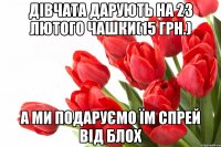 Дівчата дарують на 23 лютого чашки(15 грн.) А ми подаруємо їм спрей від блох