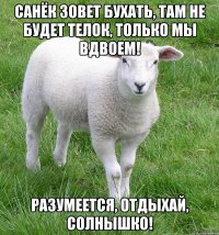 санёк зовет бухать, там не будет телок, только мы вдвоем! разумеется, отдыхай, солнышко!