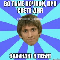 ВО ТЬМЕ НОЧНОЙ, ПРИ СВЕТЕ ДНЯ ЗАХУКАЮ Я ТЕБЯ!