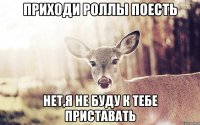 Приходи роллы поесть нет,я не буду к тебе приставать