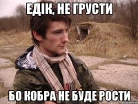 Едік, не грусти бо кобра не буде рости