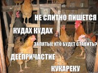 Кококо Не слитно пишется Кудах кудах Запятые кто будет ставить? Деепричастие Кукареку