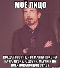моё лицо когда говорят, что Маика похожа на ИА, Ироху, Юдзуки, Мерли и на всех вокалоидов сразу