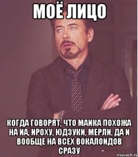 моё лицо когда говорят, что Маика похожа на ИА, Ироху, Юдзуки, Мерли, да и вообще на всех вокалоидов сразу