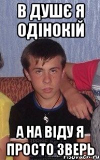 В Душє я одінокій А на віду я просто зверь