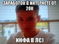 заработок в интернете от 20к инфа в лс)