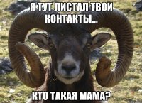 Я тут листал твои контакты... кто такая МАМА?