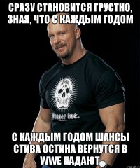 Сразу становится грустно, зная, что с каждым годом с каждым годом шансы Стива Остина вернутся в WWE падают
