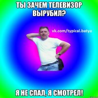 ты зачем телевизор вырубил? я не спал, я смотрел!