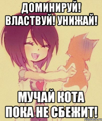 Доминируй! Властвуй! Унижай! Мучай кота пока не сбежит!
