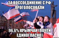 За воссоединение с РФ проголосовали 96,6% крымчан (почти единогласно)