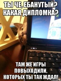 Ты че, ебанутый? какая дипломка? Там же игры повыходили, которых ты так ждал!