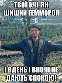 Твої очі, як шишки геммороя І вдень і вночі не дають спокою!
