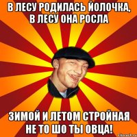 В лесу родилась йолочка, в лесу она росла зимой и летом стройная не то шо ты овца!
