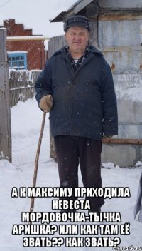  а к максиму приходила невеста мордовочка-тычка аришка? или как там её звать?? как звать?