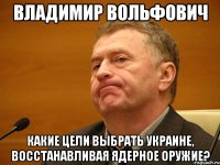 владимир вольфович какие цели выбрать украине, восстанавливая ядерное оружие?