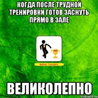 Когда после трудной тренировки готов заснуть прямо в зале Великолепно