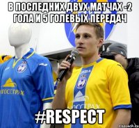 В последних двух матчах -2 гола и 5 голевых передач #respect