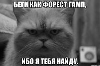 Беги как Форест Гамп, ибо я тебя найду.