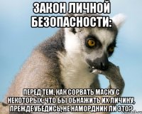 Закон личной безопасности: Перед тем, как сорвать маску с некоторых, что бы обнажить их личину, прежде убедись, не намордник ли это?