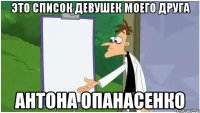 Это список девушек моего друга Антона Опанасенко