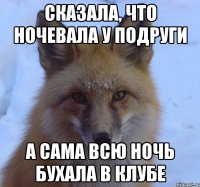 сказала, что ночевала у подруги а сама всю ночь бухала в клубе