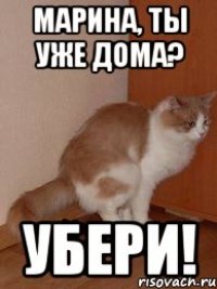 Марина, ты уже дома? убери!