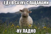 -еду в сауну с пацанами -ну ладно
