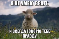 я не умею врать и всегда говорю тебе правду