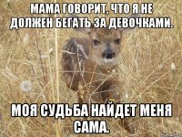 Мама говорит, что я не должен бегать за девочками. Моя судьба найдет меня сама.