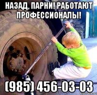 Назад, парни! Работают профессионалы! (985) 456-03-03