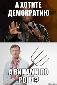 А ХОТИТЕ ДЕМОКРАТИЮ А ВИЛАМИ ПО РОЖЕ?