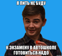 Я пить не буду К экзамену в автошколе готовиться надо