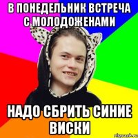 в понедельник встреча с молодоженами надо сбрить синие виски