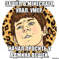 Зашёл в minecraft, упал, умер. Начал просить у админа вещей.