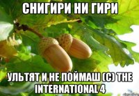СНИГИРИ НИ ГИРИ УЛЬТЯТ И НЕ ПОЙМАШ (с) The international 4