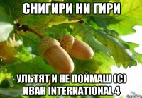 СНИГИРИ НИ ГИРИ УЛЬТЯТ И НЕ ПОЙМАШ (с) Иван international 4