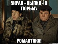украл - выпил - в тюрьму романтика!
