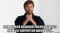  Под первой вышкой распологается Лина со свёрнутой нахуй шеей.