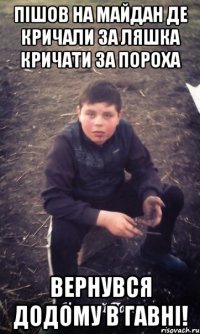 Пішов на майдан де кричали за Ляшка кричати за Пороха вернувся додому в гавні!