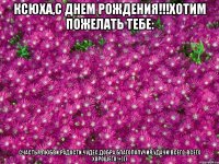 Ксюха,С Днем Рождения!!!Хотим пожелать тебе: Счастья,Любви,Радости,Чудес,Добра,Благополучия,Удачи!Всего-всего хорошего!=)))