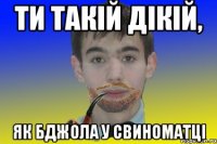 Ти такій дікій, як бджола у свиноматці