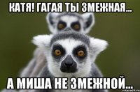 Катя! Гагая ты змежная... А Миша не змежной...