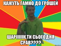 кажуть гамно до грошей шарііііік,ти сьогодня срав????