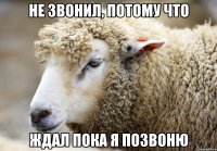 Не звонил, потому что ждал пока я позвоню
