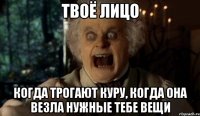 Твоё лицо когда трогают куру, когда она везла нужные тебе вещи