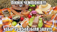 ПІКНІК ЧЕМПІОНІВ!!! ЗБІР 25.05.14- БІЛЯ ЗАЛУ!!!